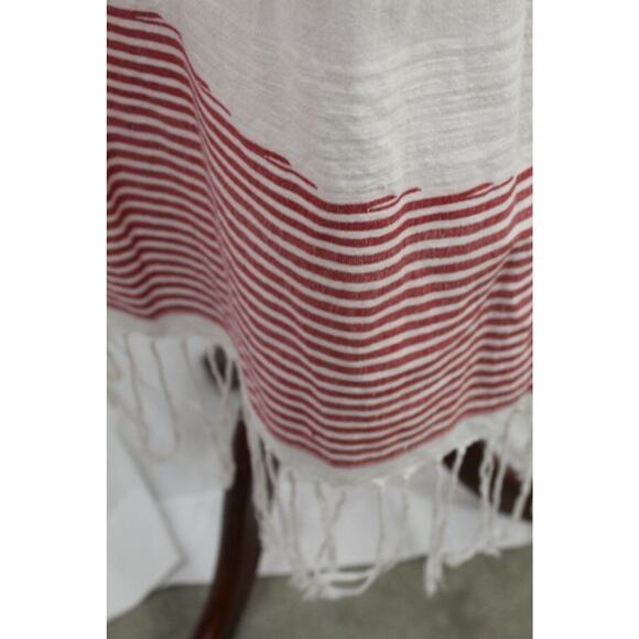 ULLA JOHNSON Sz P XS Adira Off White Red Stripe Coverup Dress Midi Tie Shoulder - Picture 7 of 14